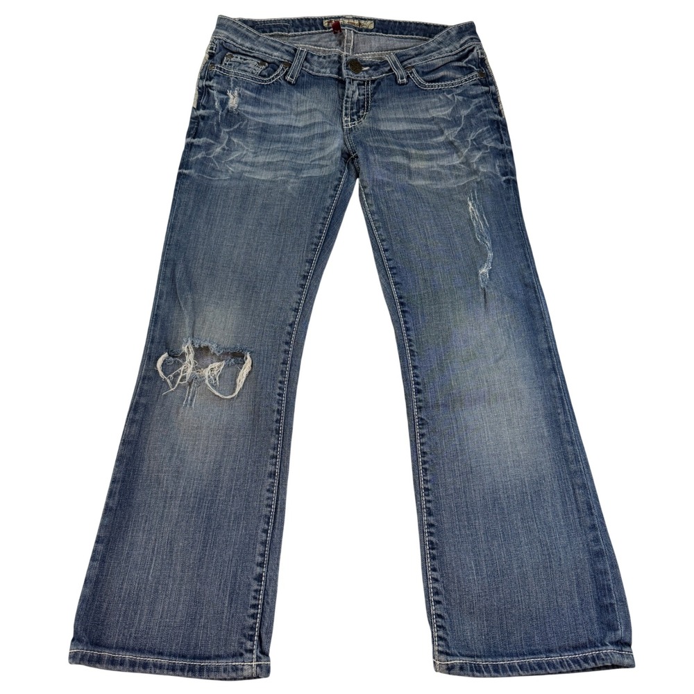 Y2K BKE Stella Bootcut Jeans Women's 27 Distressed Stretch Low Rise Grunge Boho